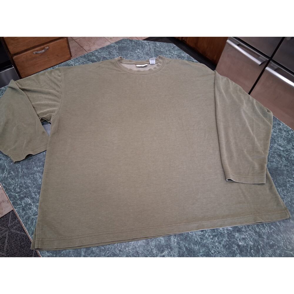 Burma Bibas T Shirt XXL Olive Green Mens Rayon Blend Long Sleeve Soft Crewneck